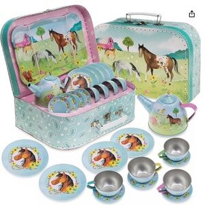 Brand New Horse Tea Party Set with Carrying Case